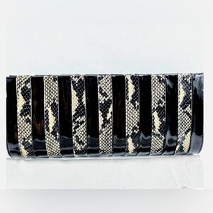 Giuseppe Zanotti Clutch Handbag Purse Black Crocodile Texture Authentic Rare